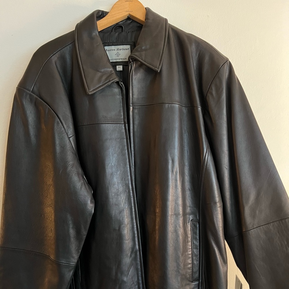 NWOT Boston Harbor Black Mens 2XL Genuine Leather Jacket